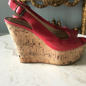 Alexia Red Leather Sandals Platform